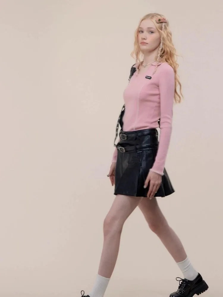 High waist slim pleated skirt【s0000003753】
