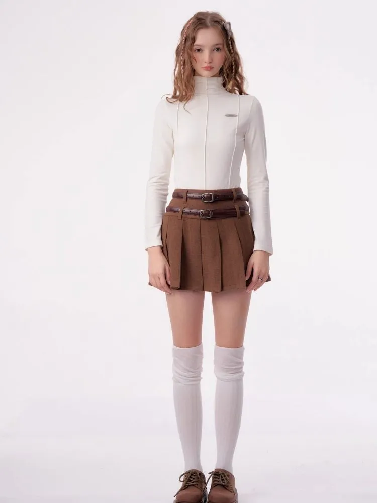 High waist slim pleated skirt【s0000003808】