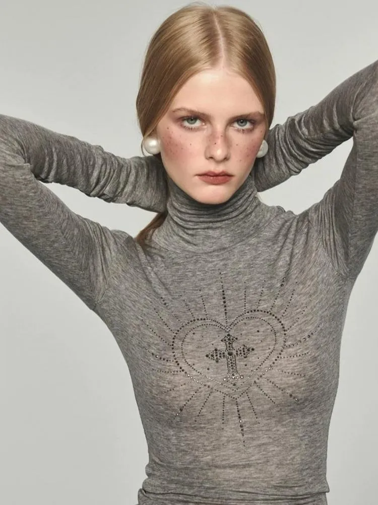 Hot diamond turtleneck shirt【s0000004143】