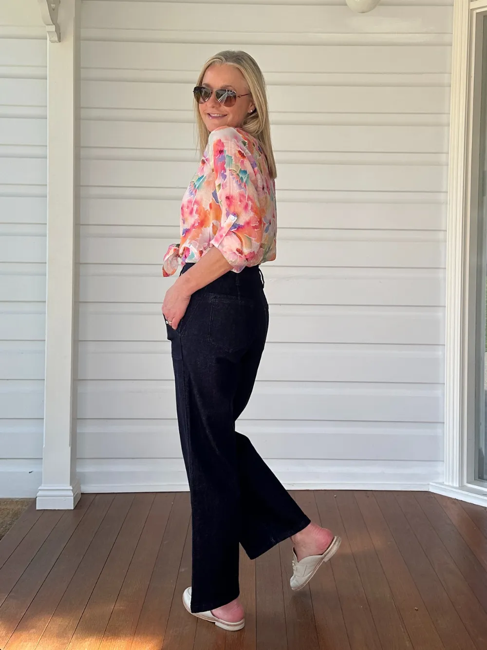 Hudson High Rise Wide Leg Jean - Dark Denim