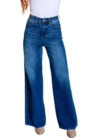 Judy Blue Eliza High Rise Control Top Retro Wide Leg Jeans