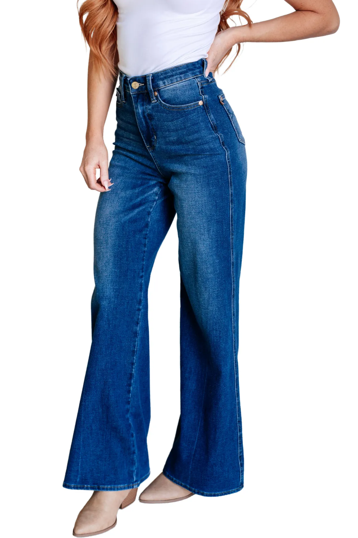 Judy Blue Eliza High Rise Control Top Retro Wide Leg Jeans