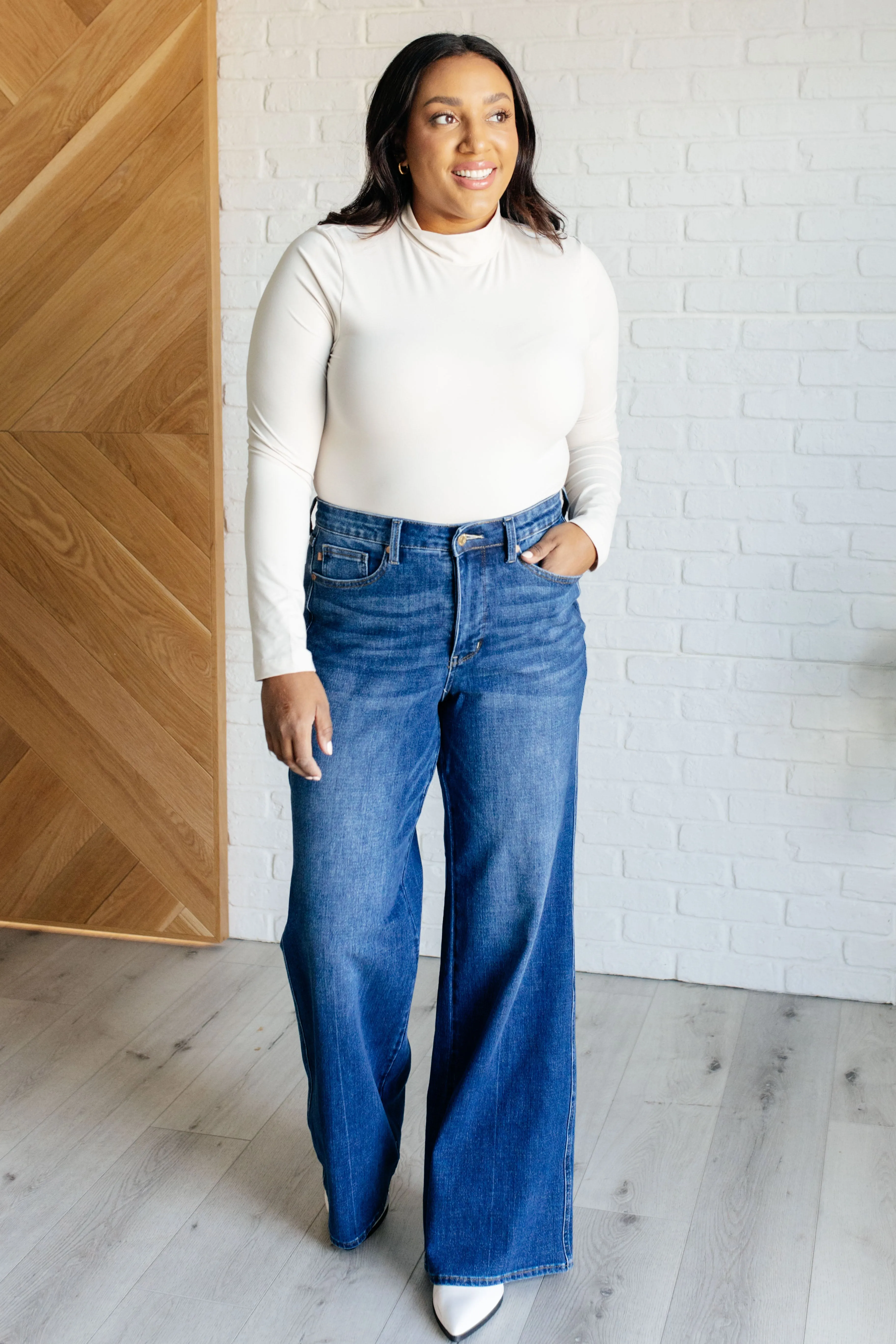 Judy Blue Eliza High Rise Control Top Retro Wide Leg Jeans