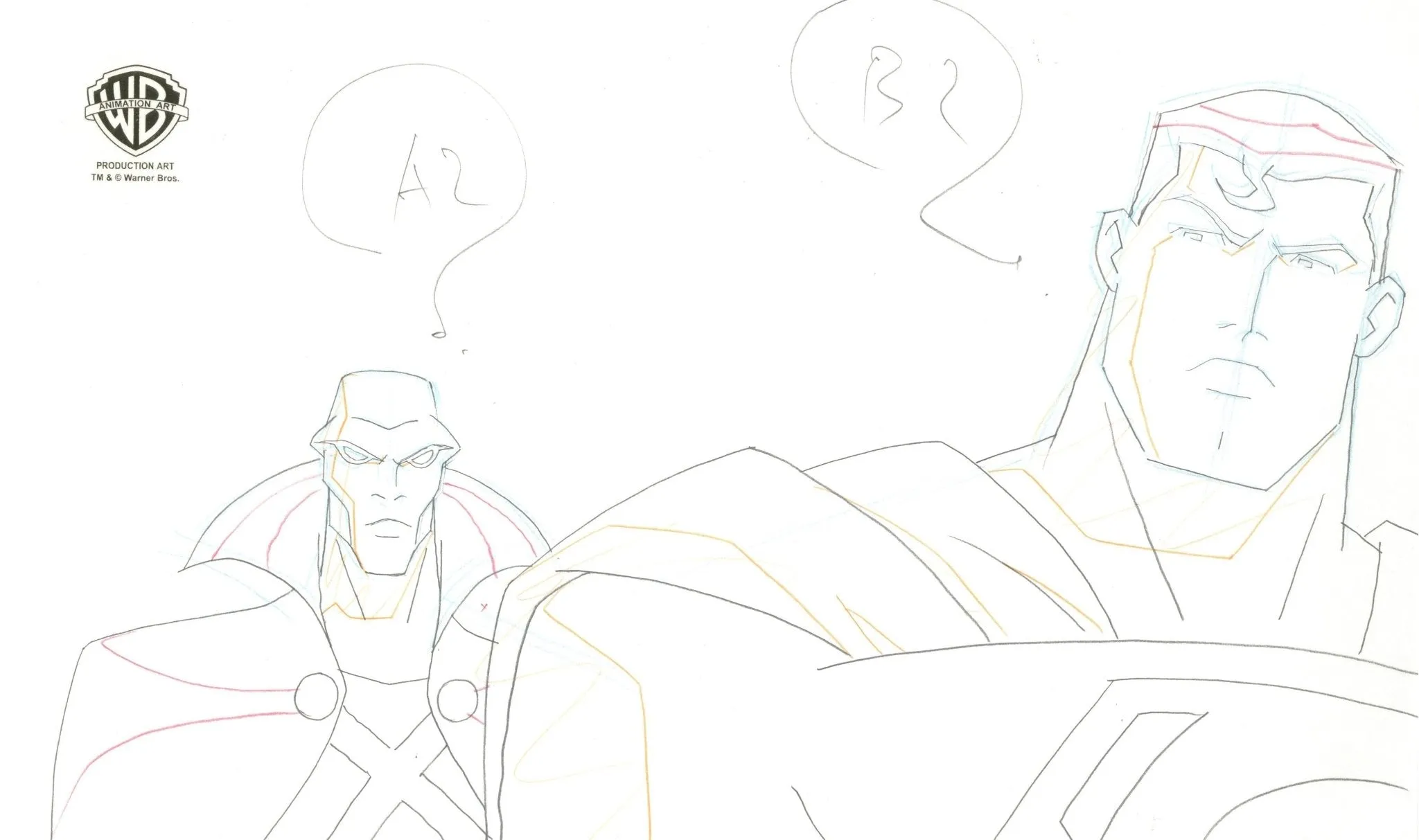 Justice League Original Production Drawing: Martian Manhunter and Superman
