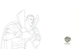 Justice League Unlimited Original Production Drawing Double Aperture: Mister Miracle and Flash