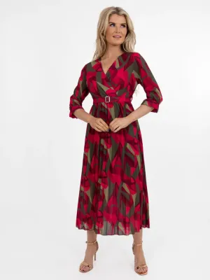 Kate And Pippa Positano dress in Raspberry/Khaki Mix