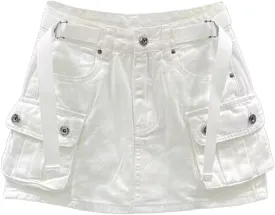 Kinghua Womens Mini Cargo Skirt Low Waist Y2k Short Denim Jean Skirt