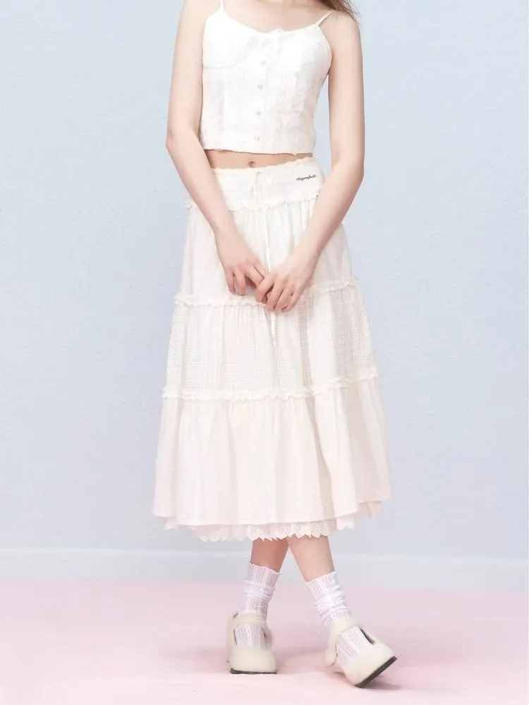 Lace Splicing Mesh Long Skirt【s0000006310】