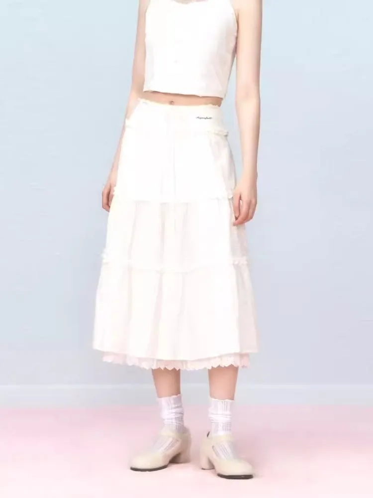 Lace Splicing Mesh Long Skirt【s0000006310】