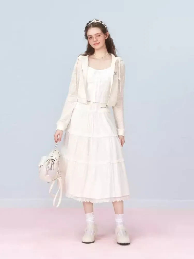 Lace Splicing Mesh Long Skirt【s0000006310】
