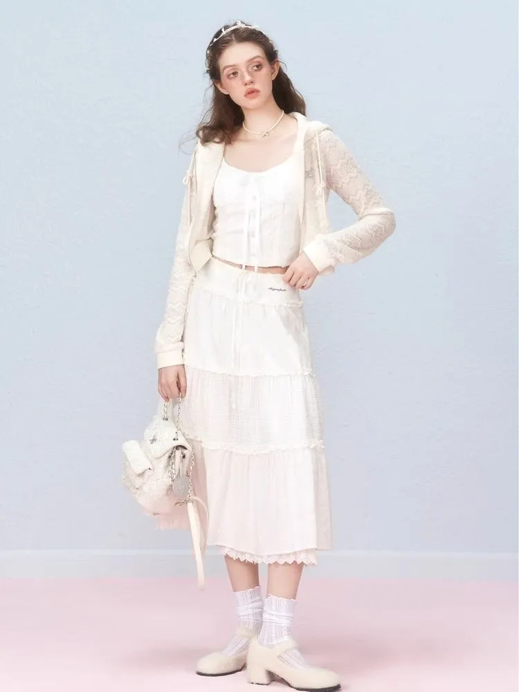 Lace Splicing Mesh Long Skirt【s0000006310】