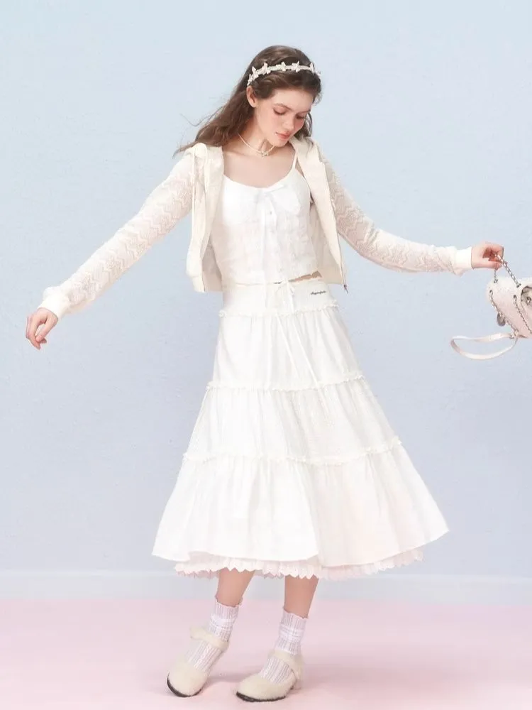 Lace Splicing Mesh Long Skirt【s0000006310】