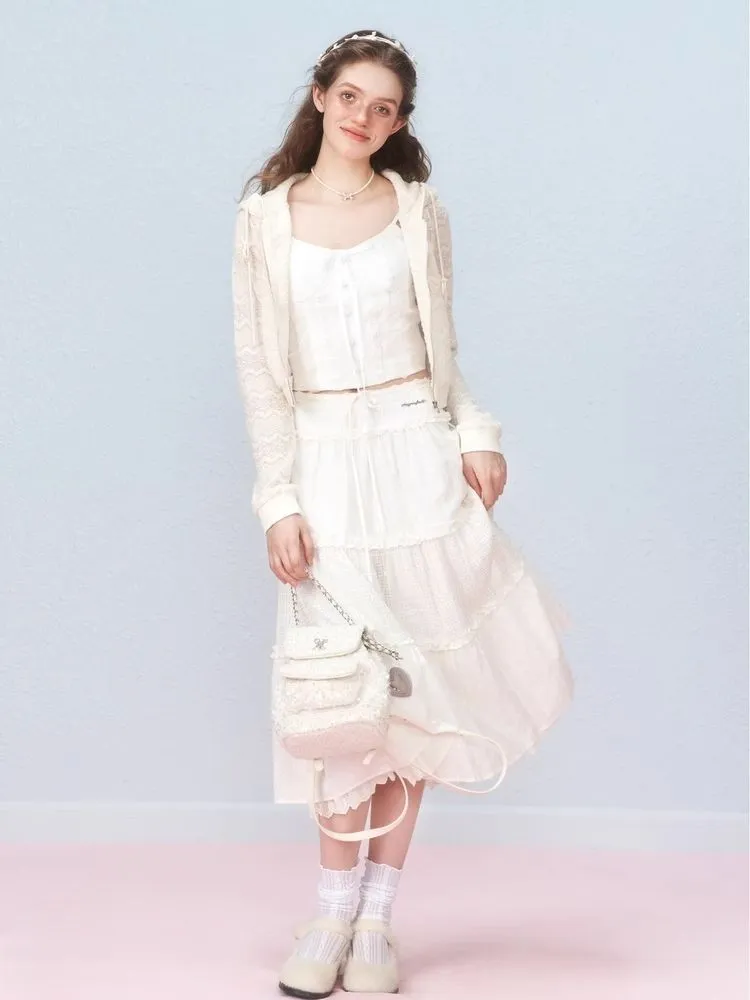 Lace Splicing Mesh Long Skirt【s0000006310】