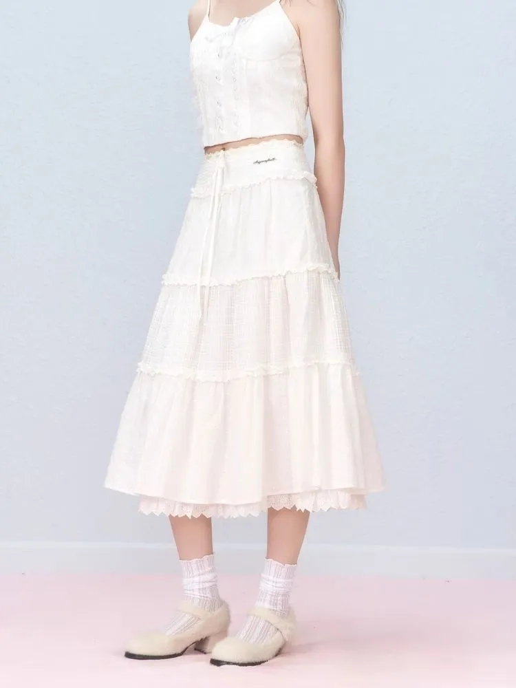 Lace Splicing Mesh Long Skirt【s0000006310】