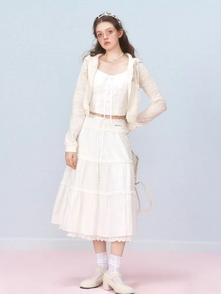 Lace Splicing Mesh Long Skirt【s0000006310】