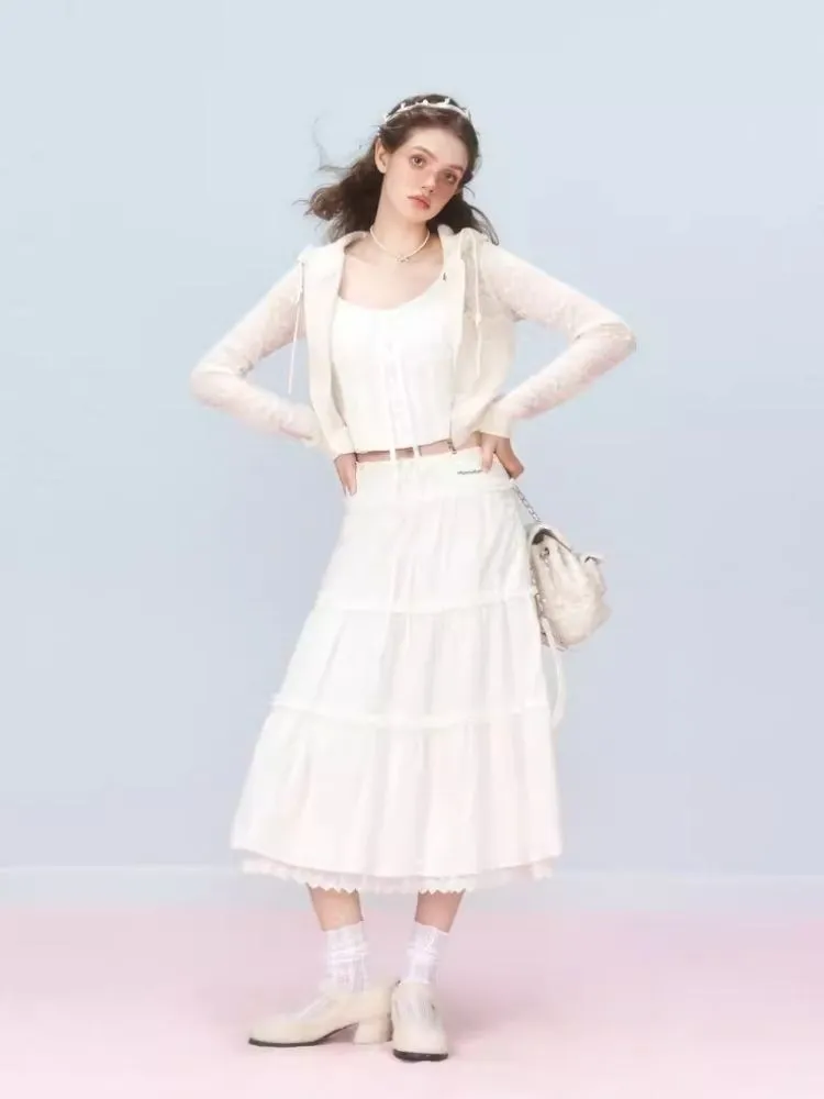Lace Splicing Mesh Long Skirt【s0000006310】
