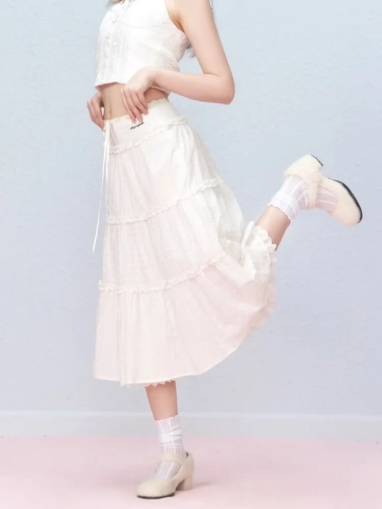 Lace Splicing Mesh Long Skirt【s0000006310】