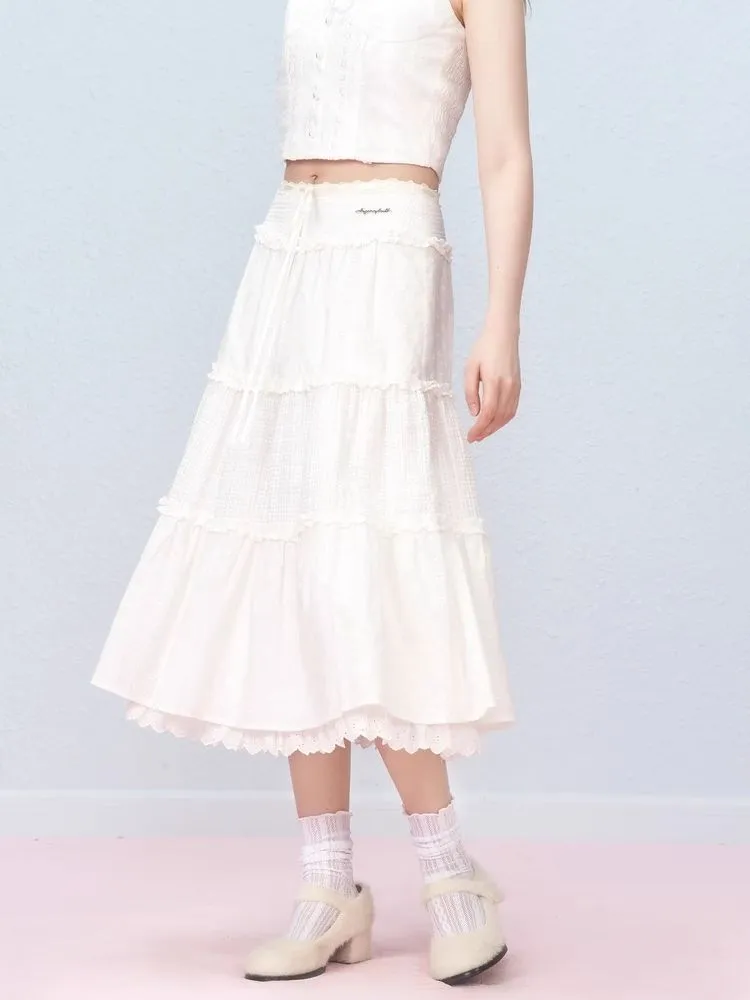Lace Splicing Mesh Long Skirt【s0000006310】