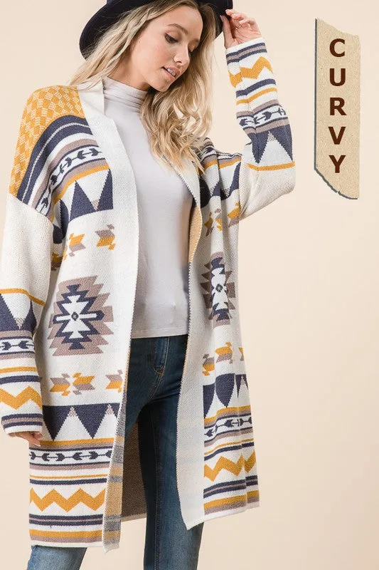 LIM101 - CURVY LONG AZTEC SWEATER