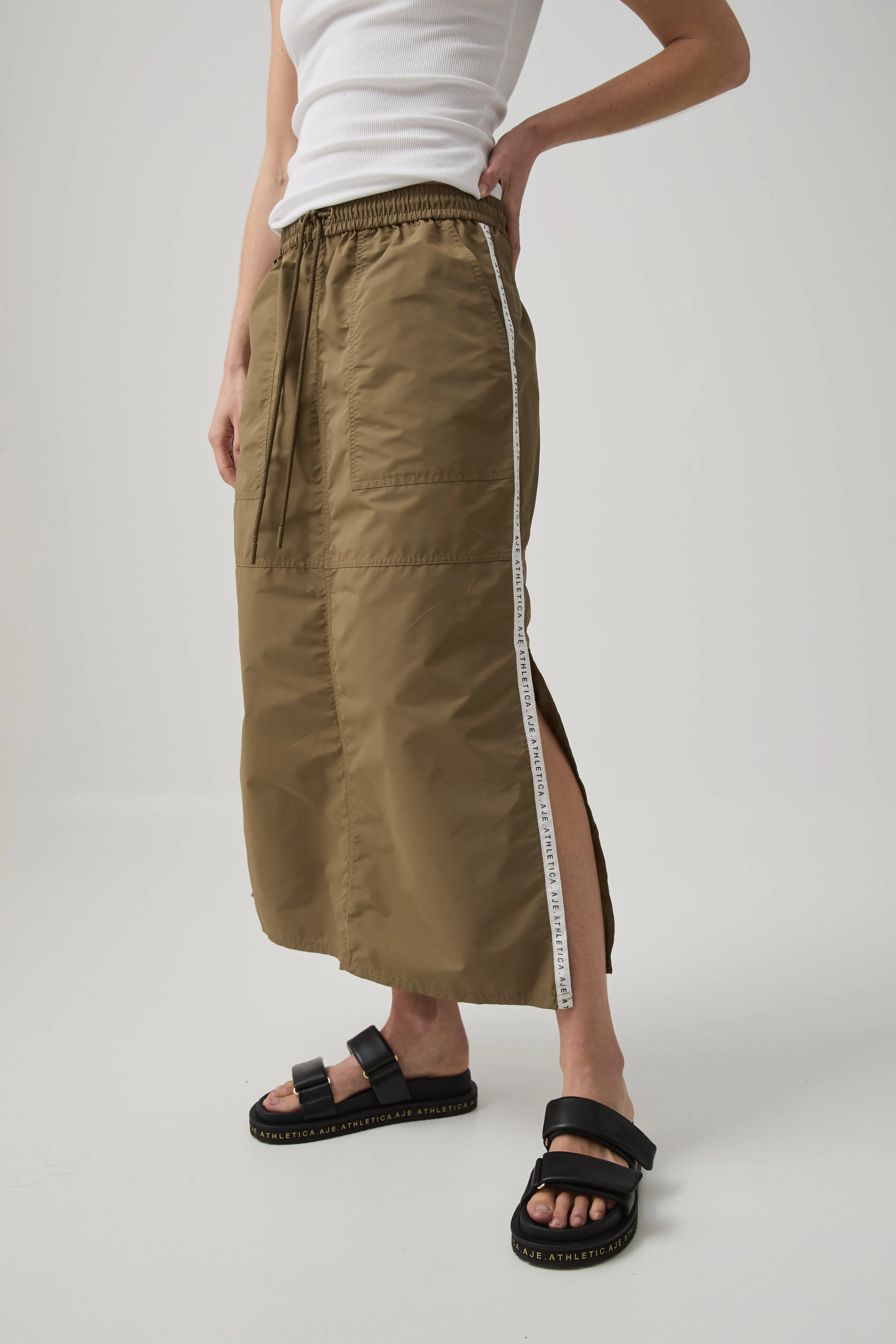 Logo Tape Spray Midi Skirt 647