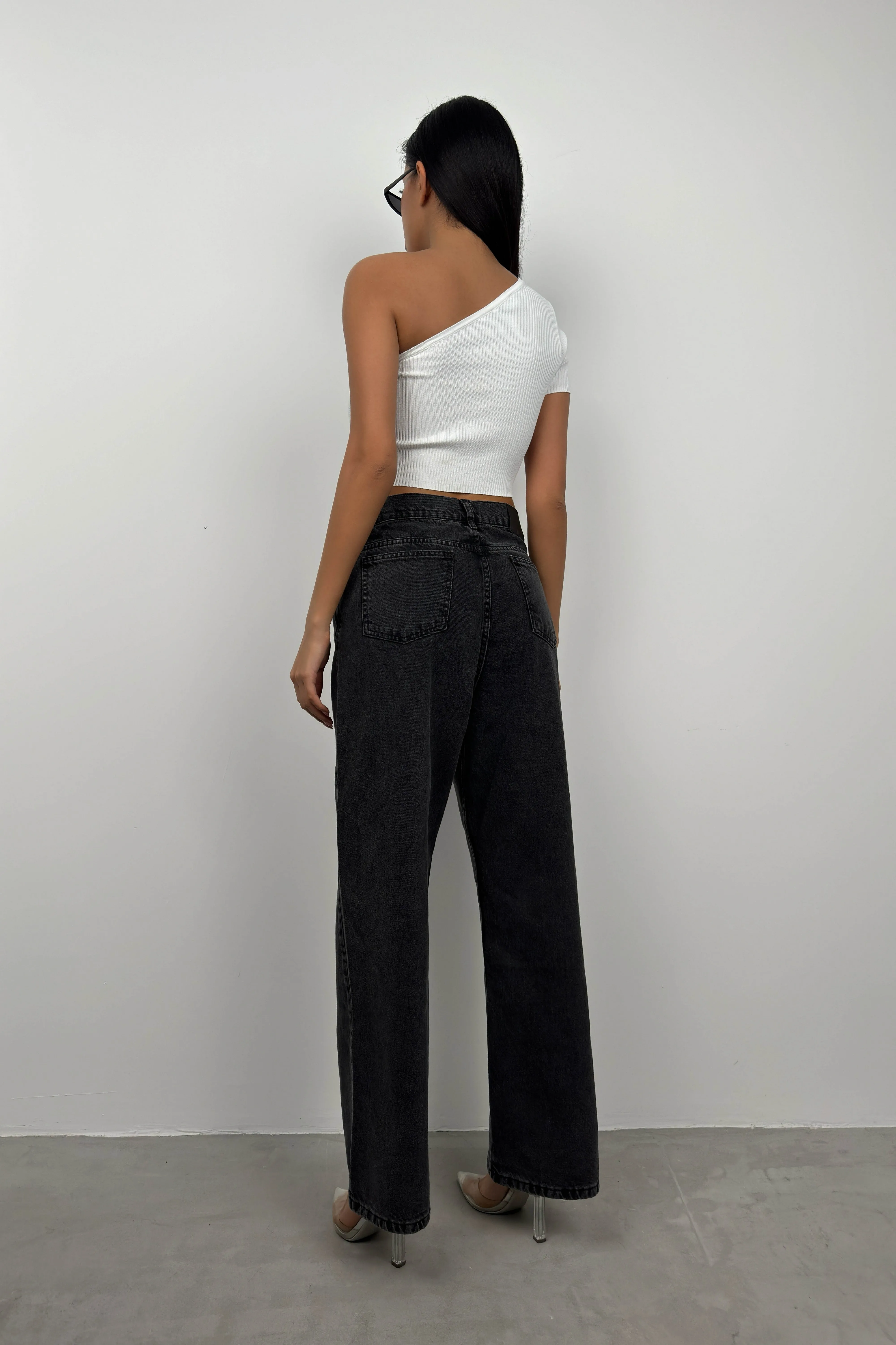 Low Waist Double Button Wide Leg Jeans
