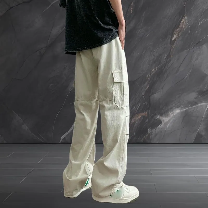 Men's American Retro High Street Straight Wide Leg Casual Trendy INS Style Cargo Pants Long