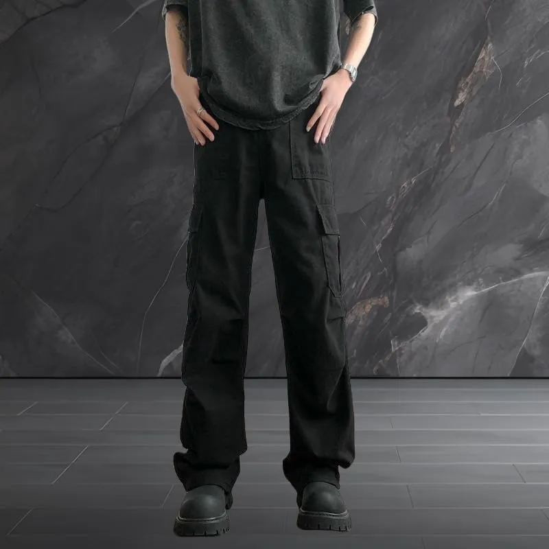 Men's American Retro High Street Straight Wide Leg Casual Trendy INS Style Cargo Pants Long