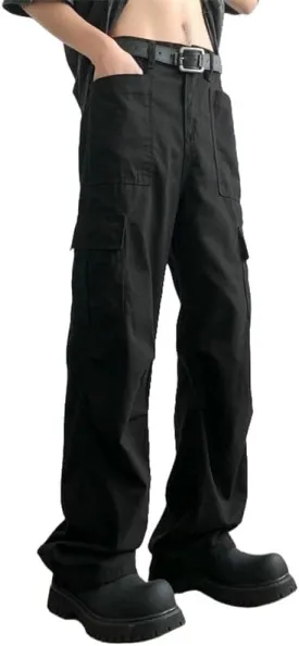 Men's American Retro High Street Straight Wide Leg Casual Trendy INS Style Cargo Pants Long