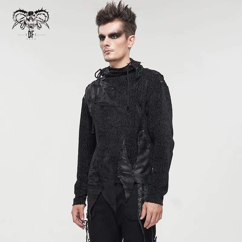 Men's Gothic Turtleneck Strappy Irregular Shirt