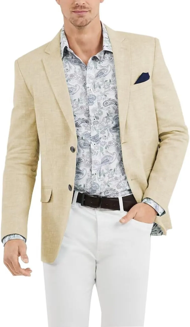Mens Linen Suit Blazer for Men Casual Linen Suits for Men Lightweight Summer Linen Blazers for Wedding