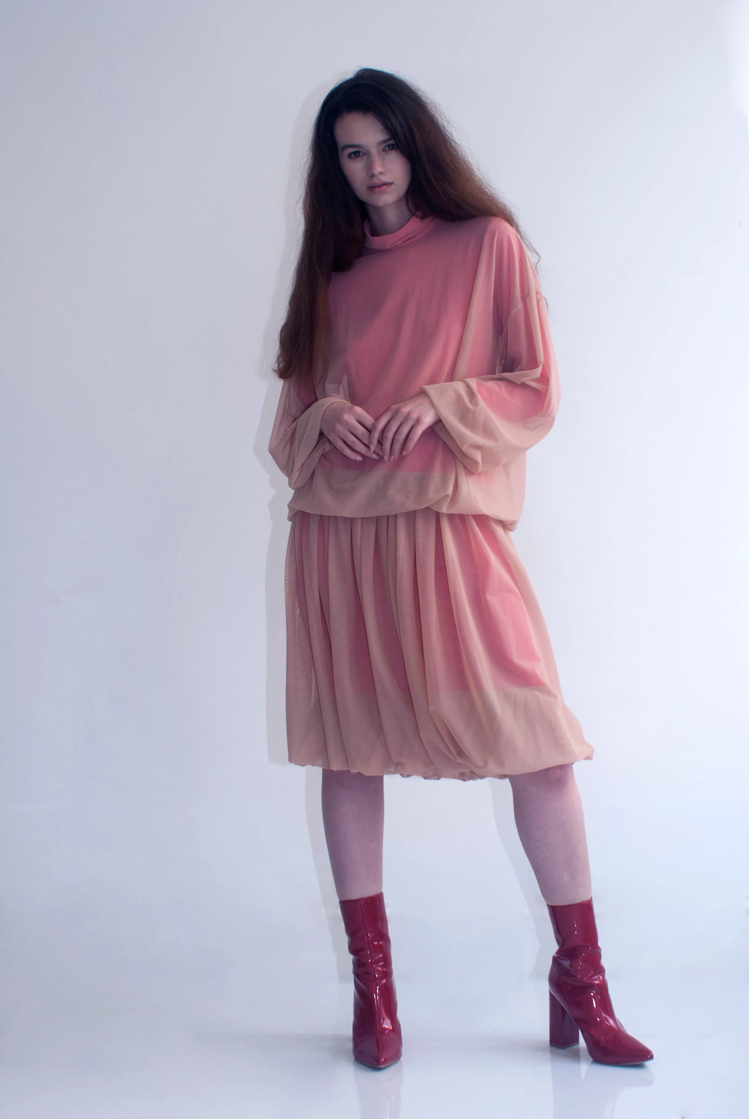 MESH SKIRT PINK