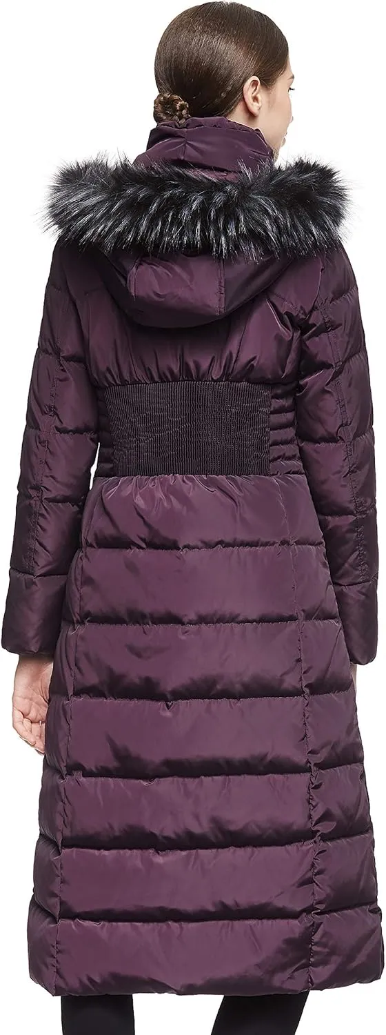Orolay Women Warm Down Jacket with Hood Fur Long Puffer Coat