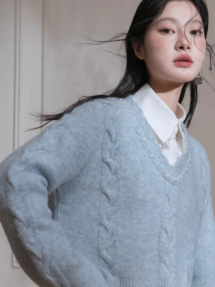 Patchwork pullover sweater【s0000007216】