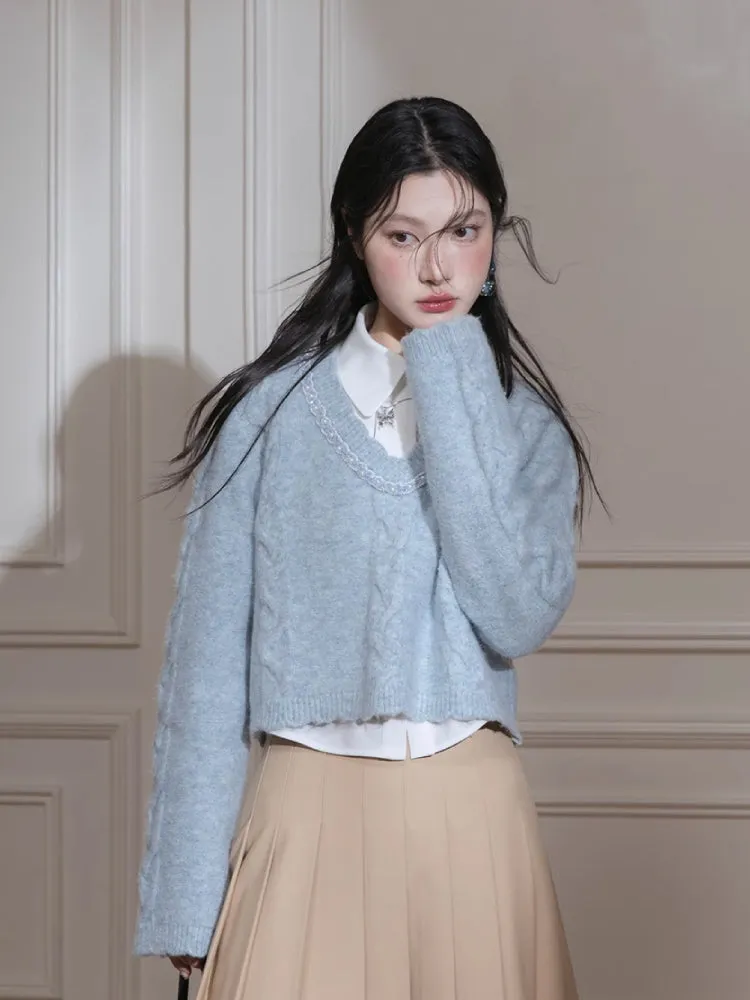 Patchwork pullover sweater【s0000007216】
