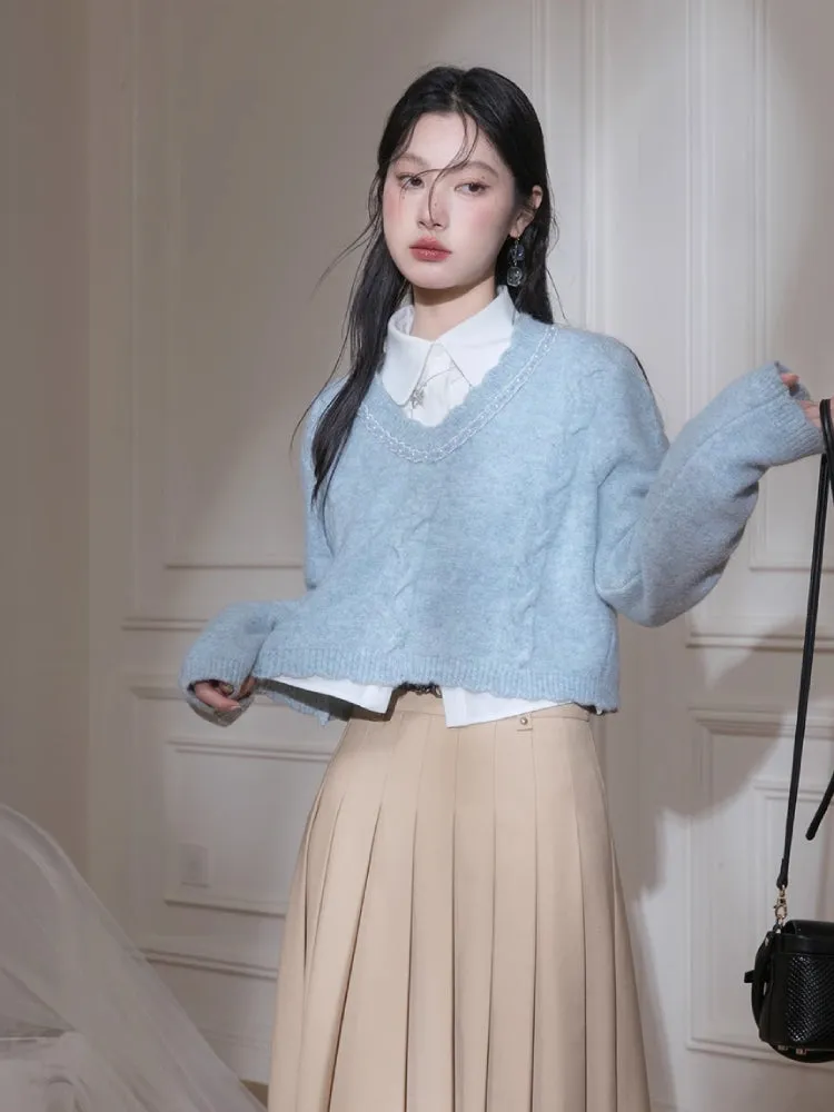 Patchwork pullover sweater【s0000007216】