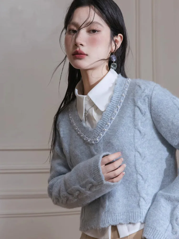 Patchwork pullover sweater【s0000007216】