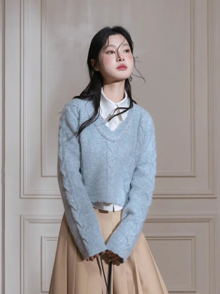 Patchwork pullover sweater【s0000007216】