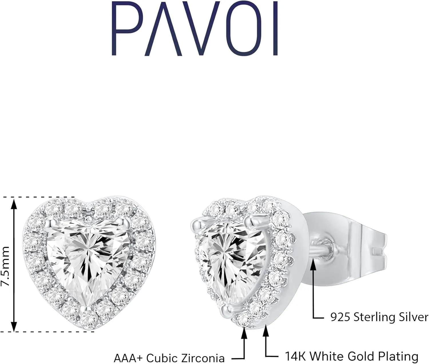 PAVOI 14K Gold Plated Sterling Silver Post Brilliant Round Faux Diamond Halo Earrings - Premium Cubic Zirconia in Rose, White, and Yellow Gold