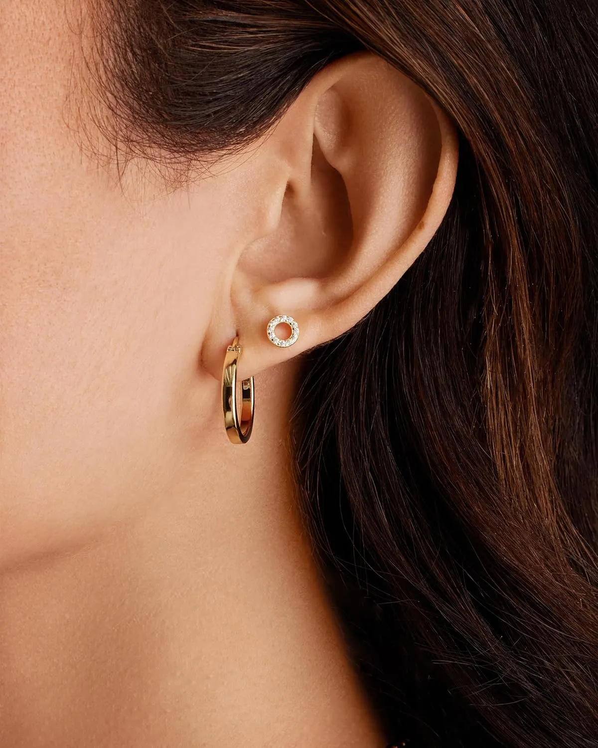 PAVOI 14K Gold Plated Sterling Silver Stud Earrings for Women | Dainty Geometrical Bar Triangle Heart Earrings