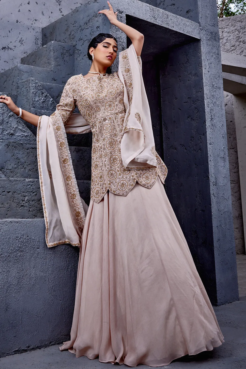 Peplum Kurta with Skirt Set
