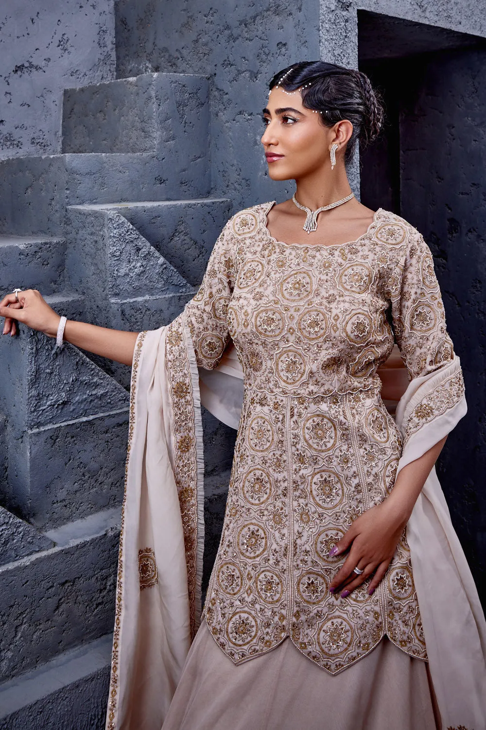 Peplum Kurta with Skirt Set
