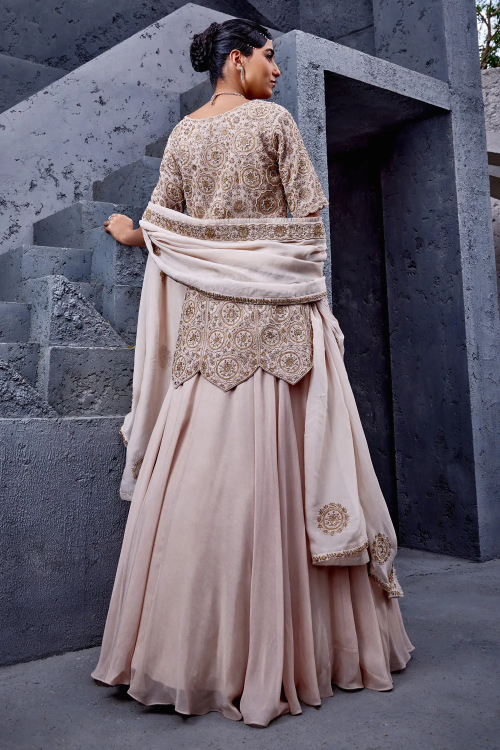 Peplum Kurta with Skirt Set