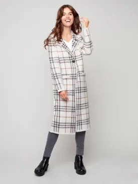 PLAID KNIT DUSTER JACKET