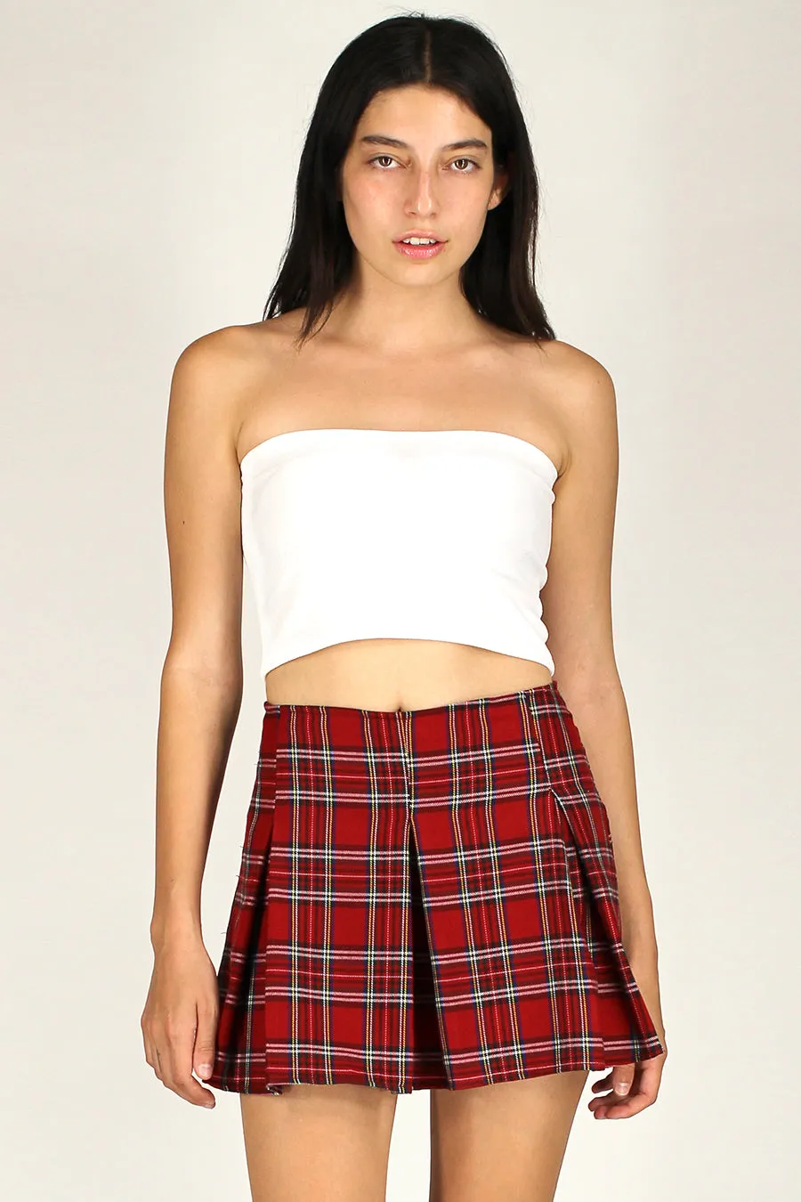 Pleated Skirt - Red Plaid