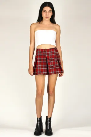 Pleated Skirt - Red Plaid
