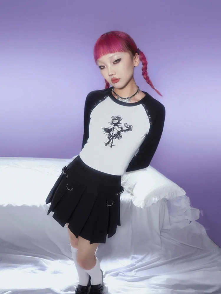 Punk Street High Waist Strap Pleated Skirt【s0000003835】
