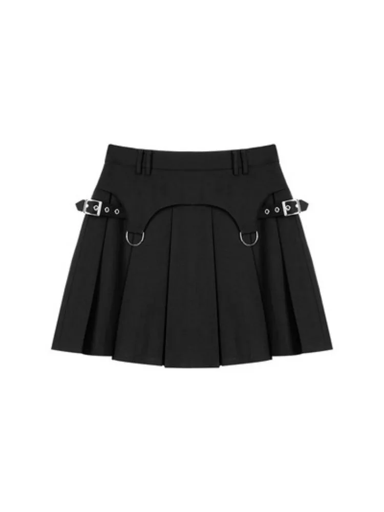 Punk Street High Waist Strap Pleated Skirt【s0000003835】