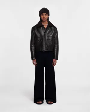 Ruben - Cropped Faux Shearling Jacket - Black Brown