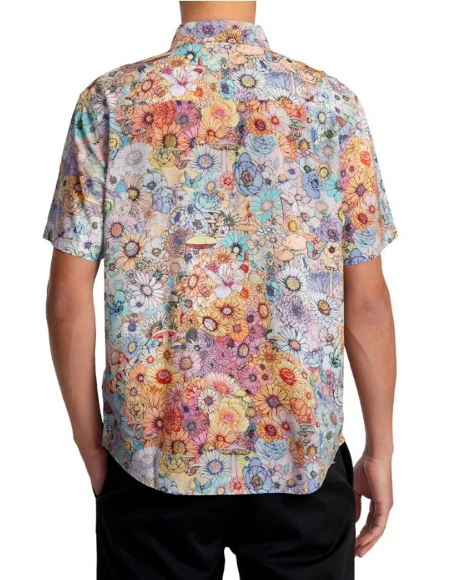 RVCA Mens Sage Vaughn Short Sleeve Button Down Shirt