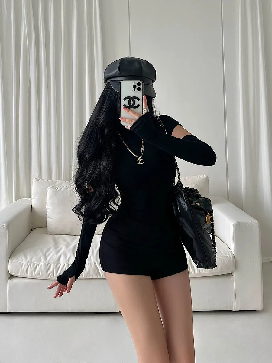 Sexy Small Turtleneck Stretch Ruched Oversleeve Bottoming T-shirt